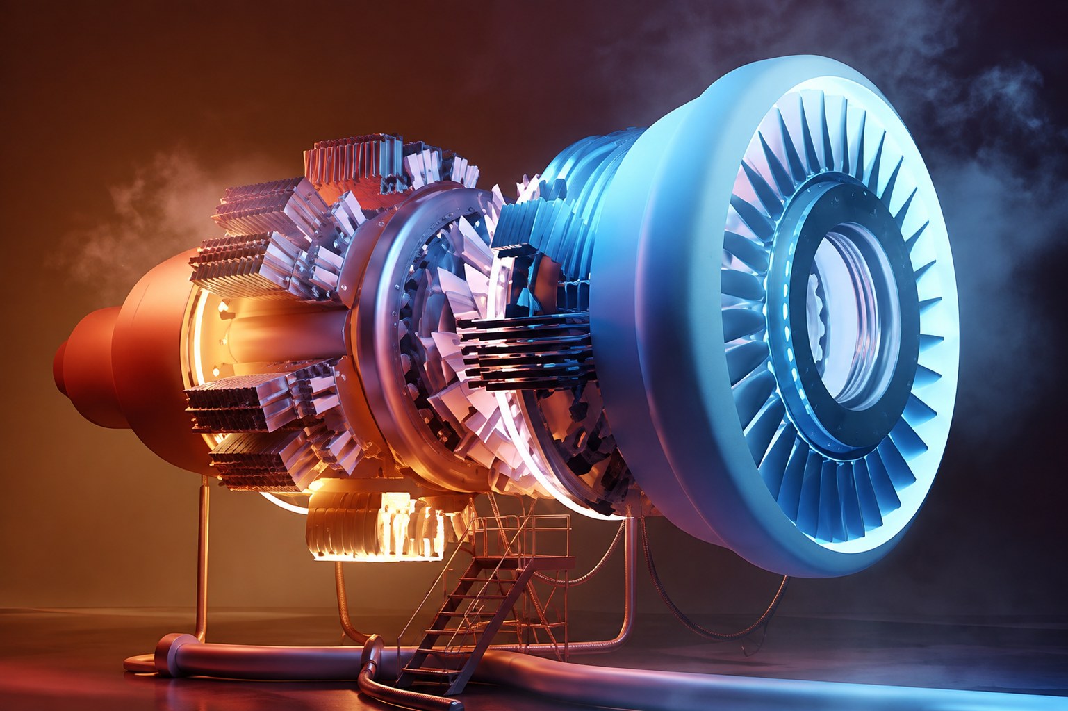 Turbofan engine module under repair